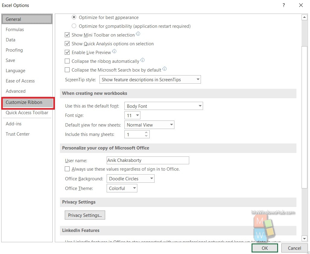 customize ribbon excel VBA