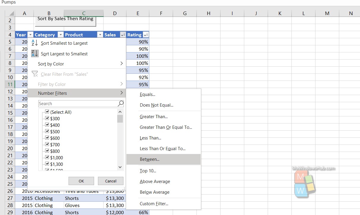 date de filtrare personalizate pentru foaia de lucru Excel în Vba pentru MS Excel