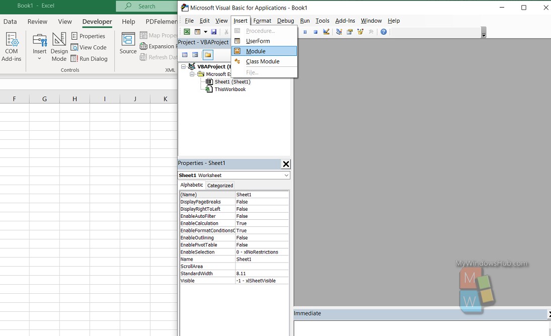 Excel VBA Editor Interface In MS Excel