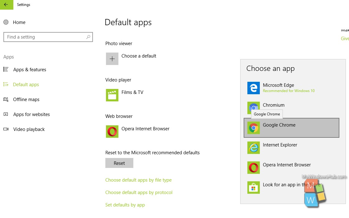 change default browser windows 10