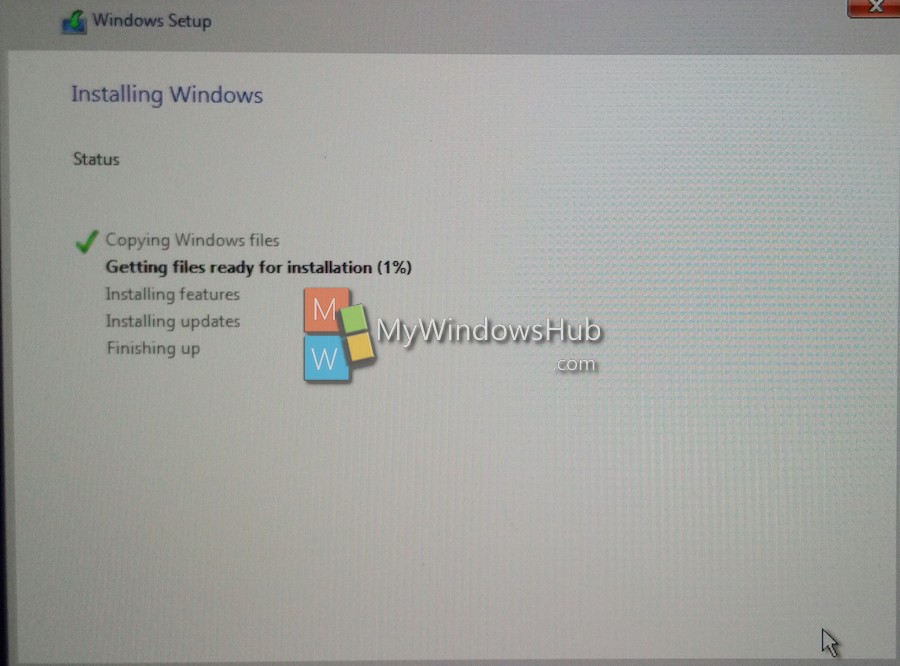 Windows 10 installation running