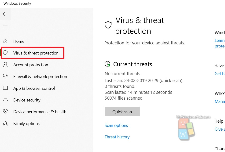 Virus and threat protection