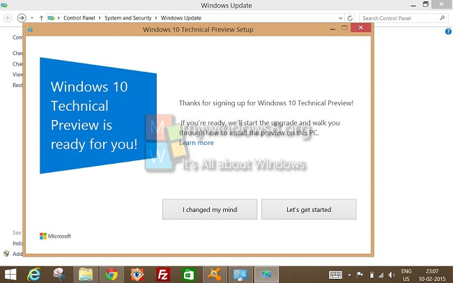 upgrading to windows 10 technical preview