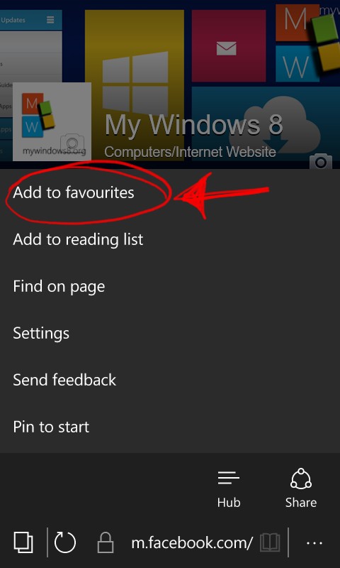 Microsoft Edge add to favourite