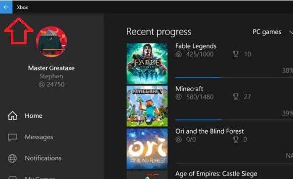 Back button coming in future builds of Windows 10