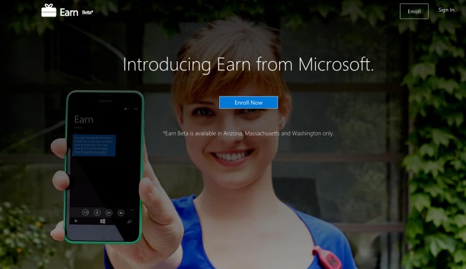 Microsoft Earn Beta app for three places in the US