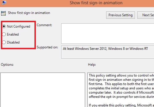 First Sign-in animation enable disable