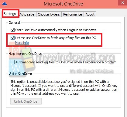 Turn on or off OneDrive Fetch Files