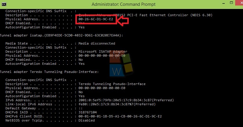 how to check mac address of pc