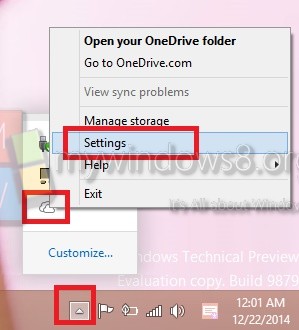 One Drive Settings