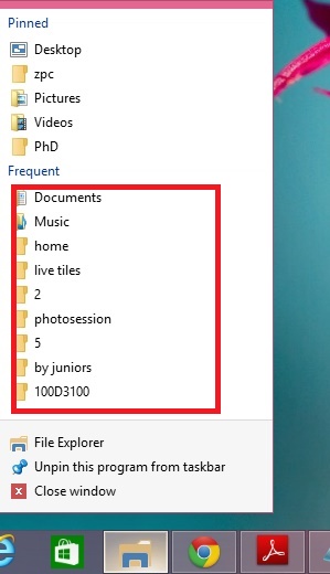 frequent folder in Home