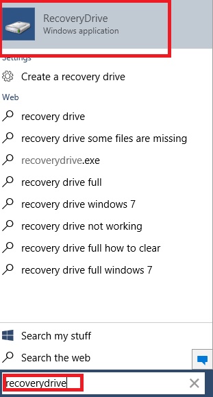 Search Recovery drive