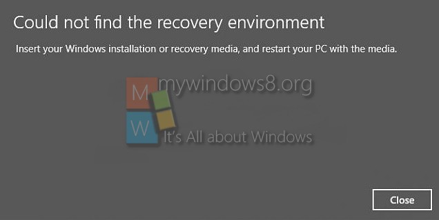 Could not find Recovery Drive