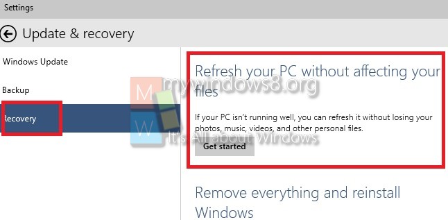 Refresh Your PC without affecting your files