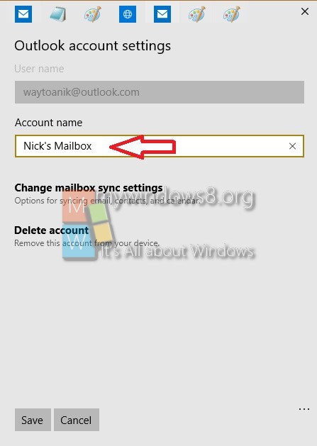 Set new name for your Mail Account
