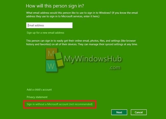 change microsoft account to local account without password