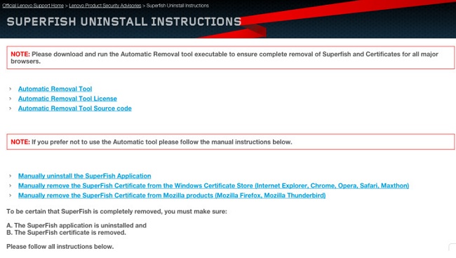 Lenovo releases Automatic Removal tool for Superfish