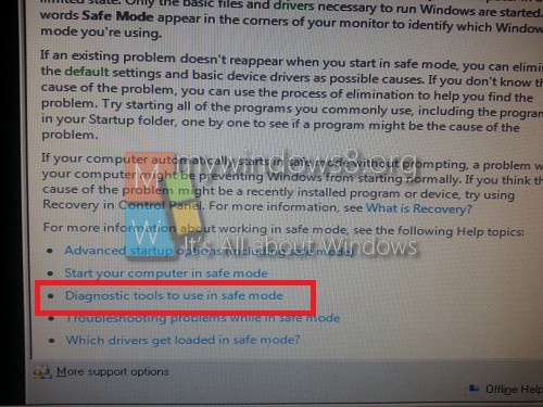 Diagnostic Tools to use in Safe Mode 