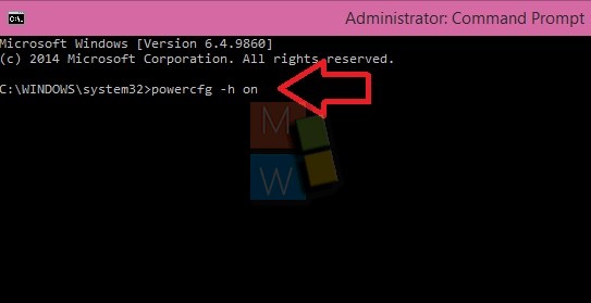 Type command to Enable Hibernate Mode