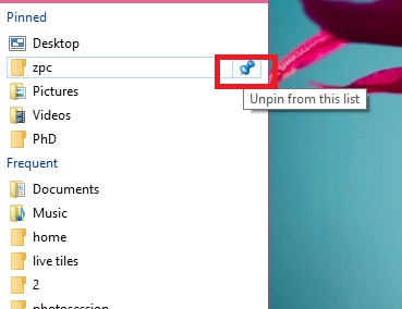 Unpin from list