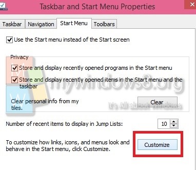 Customize Start